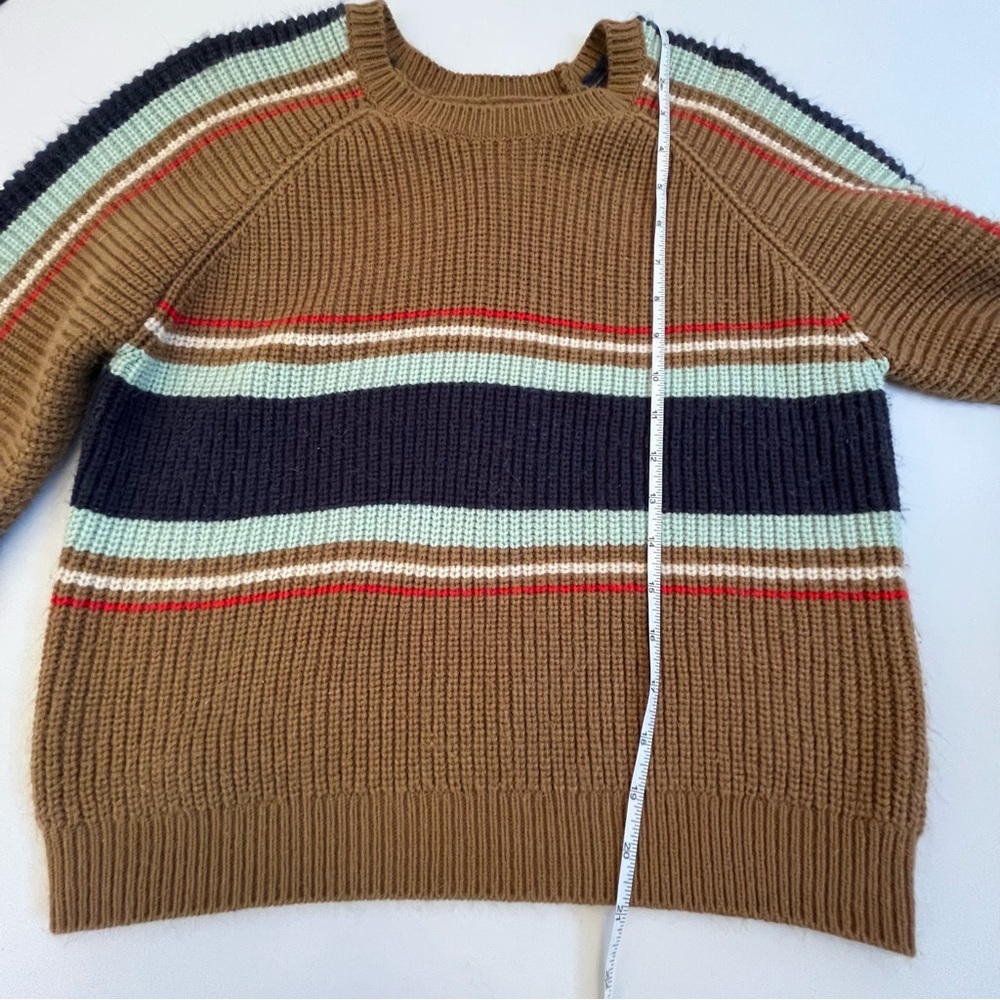 Brixton Tan and Navy Racing Striped Sweater Size Small - Picture 9 of 10